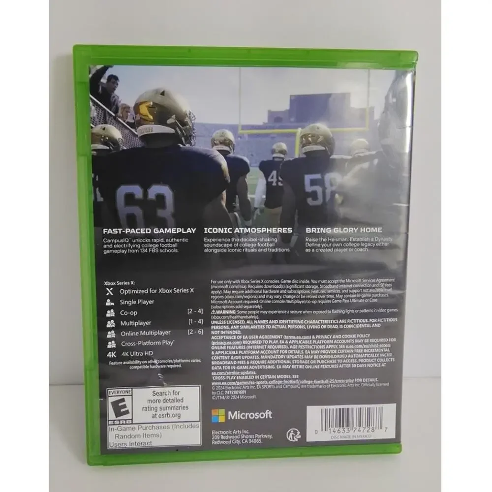 Microsoft Xbox Series X College Football 25 Video Game Sports With Insert